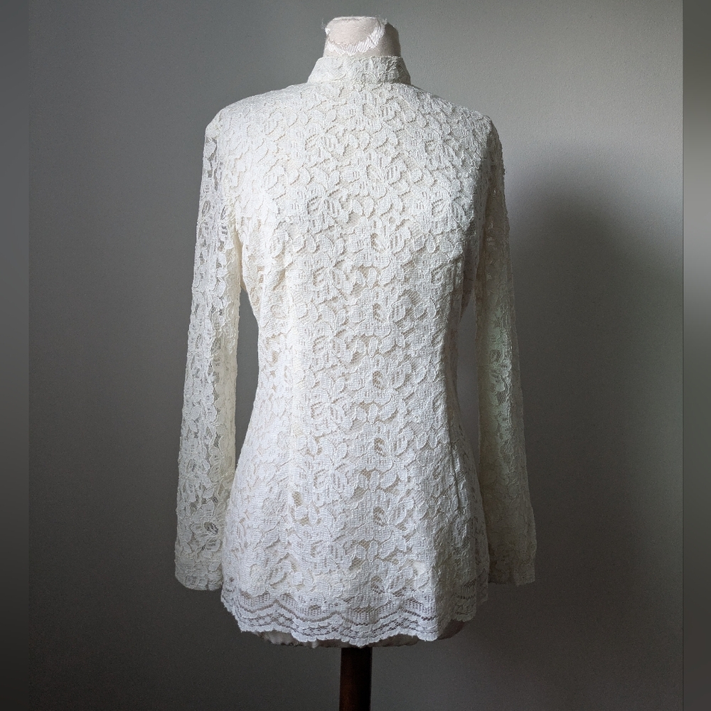 70s High Neck Lace blouse